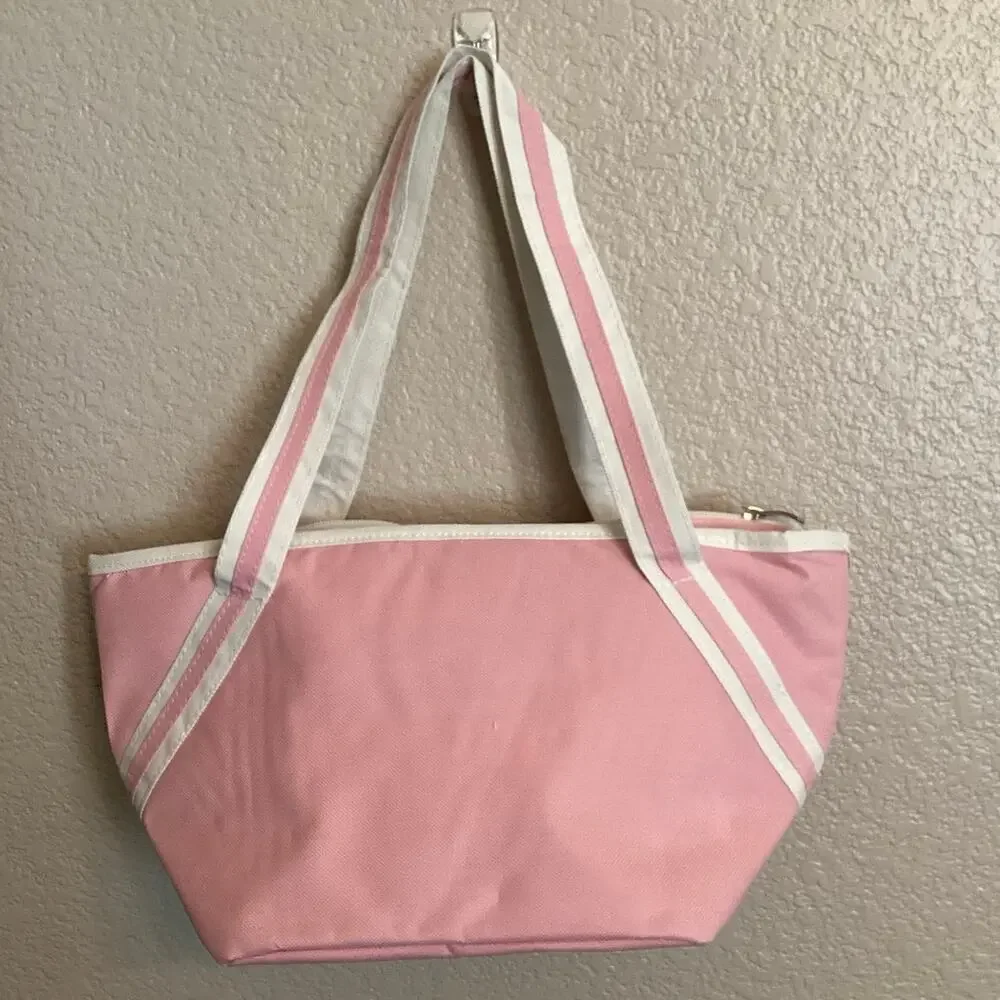 NWT Travelwell Pink and White Insulated Cooler Lunch Tote Bag